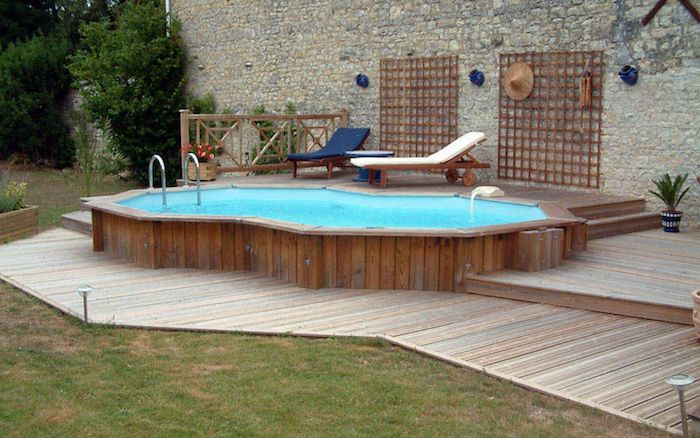 Above ground wooden pool